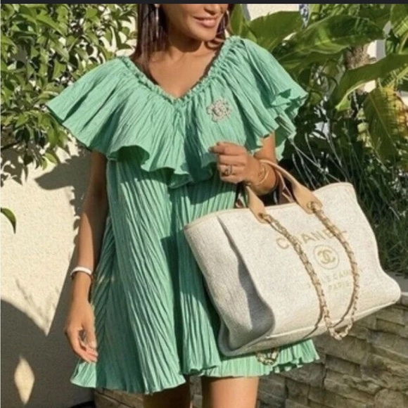 Zara Mint Green Ruffle Mini Party Dress - XS - Picture 5 of 9